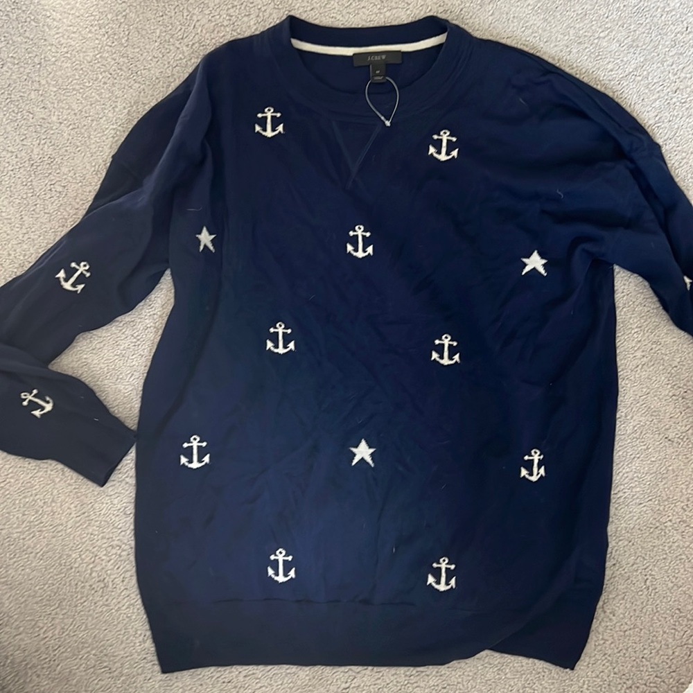 JCrew Knit Crew Neck Anchor Navy Medium